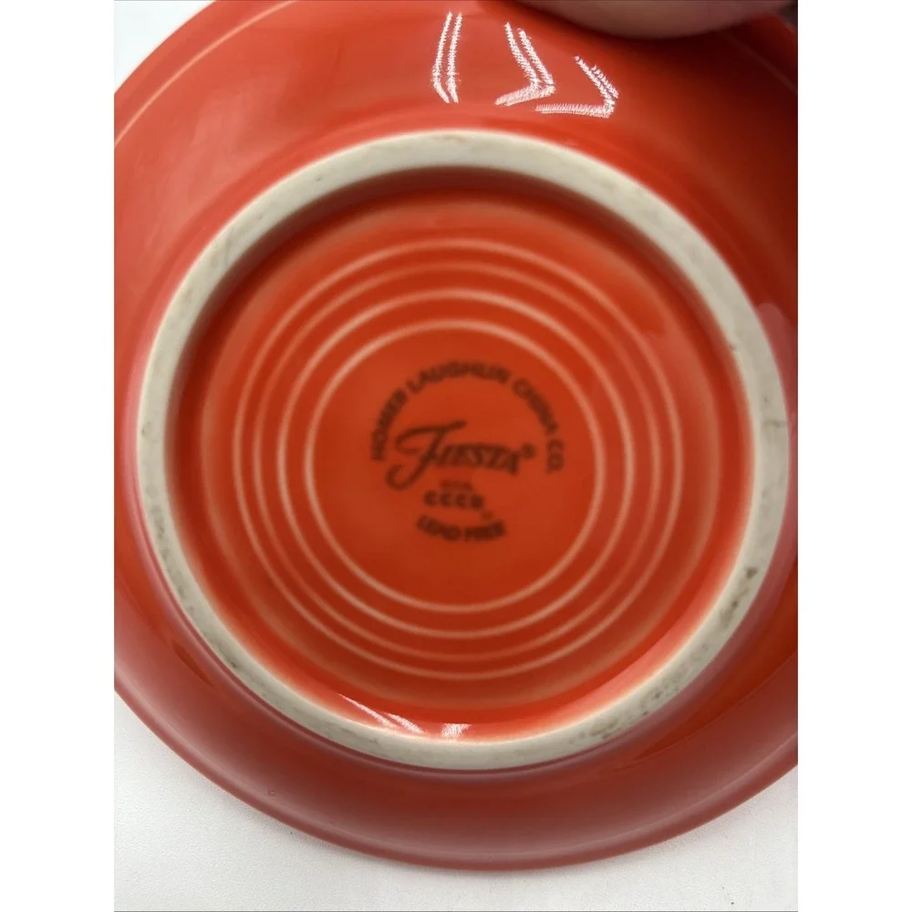 Vtg Fiesta Ware‎ Homer Laughlin 80's 90's Lead Free Saucers 2 Orange